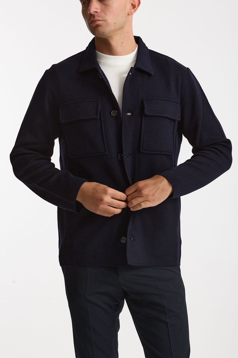 Overshirt in lana blu uomo Lardini - 5