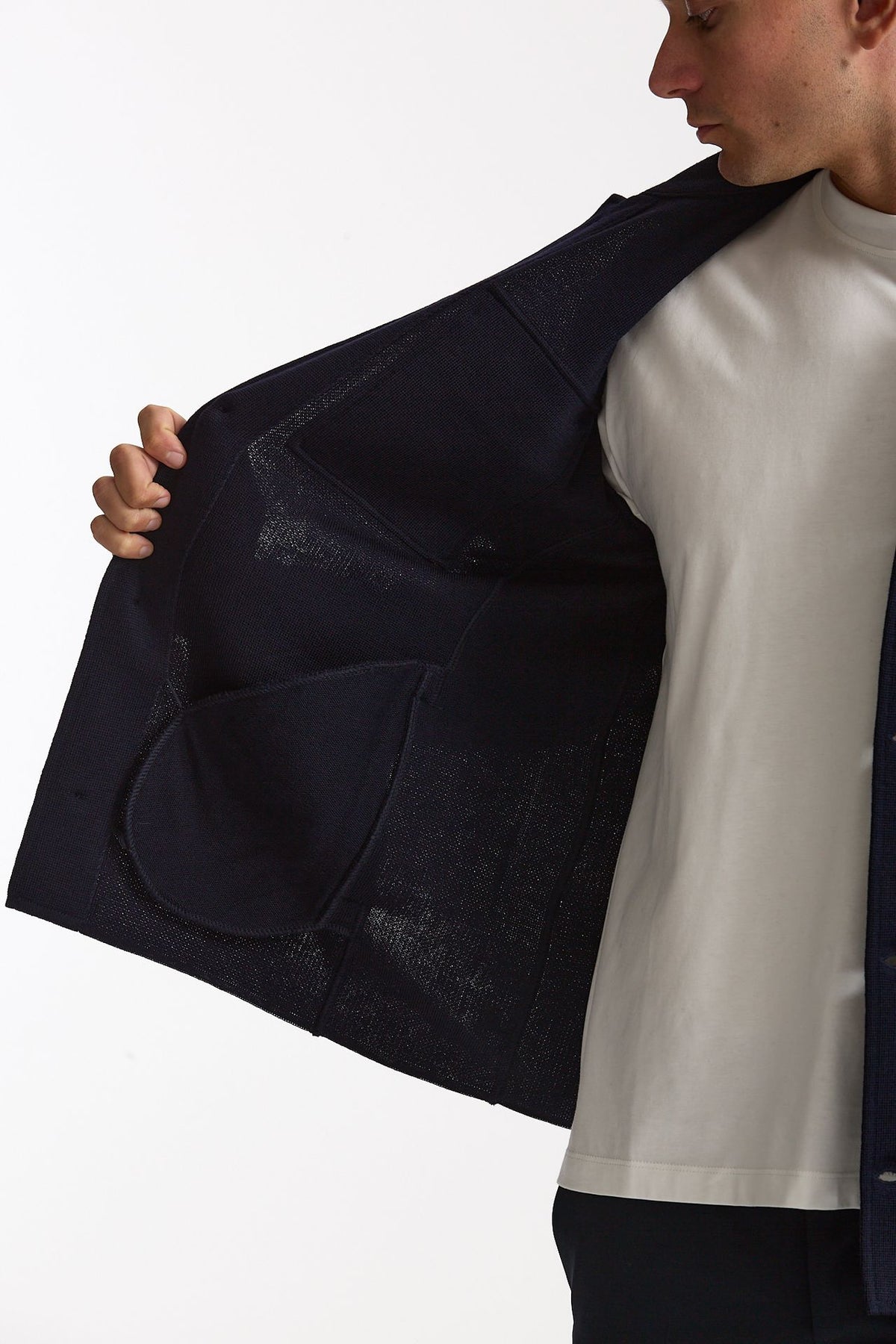Overshirt in lana blu uomo Lardini - 6