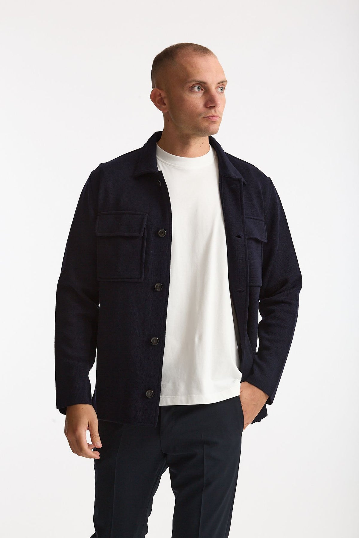 Overshirt in lana blu uomo Lardini - 7