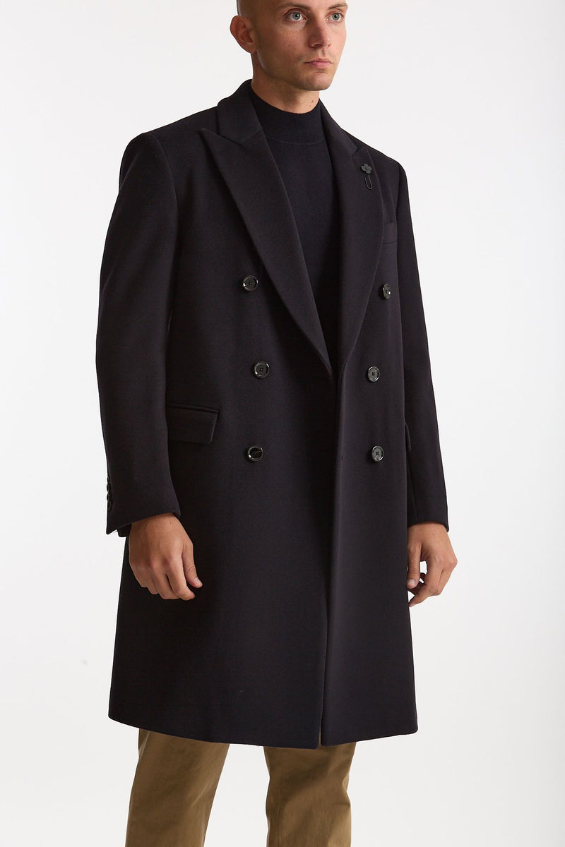 Cappotto doppiopetto in lana blu uomo Lardini - 5