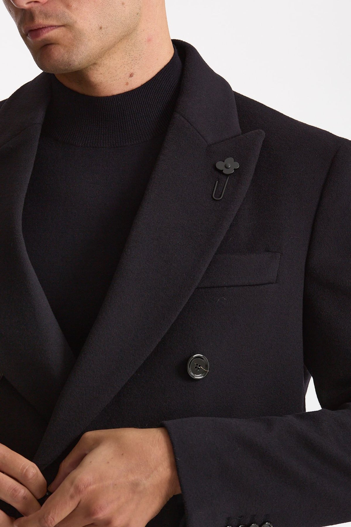 Cappotto doppiopetto in lana blu uomo Lardini - 8