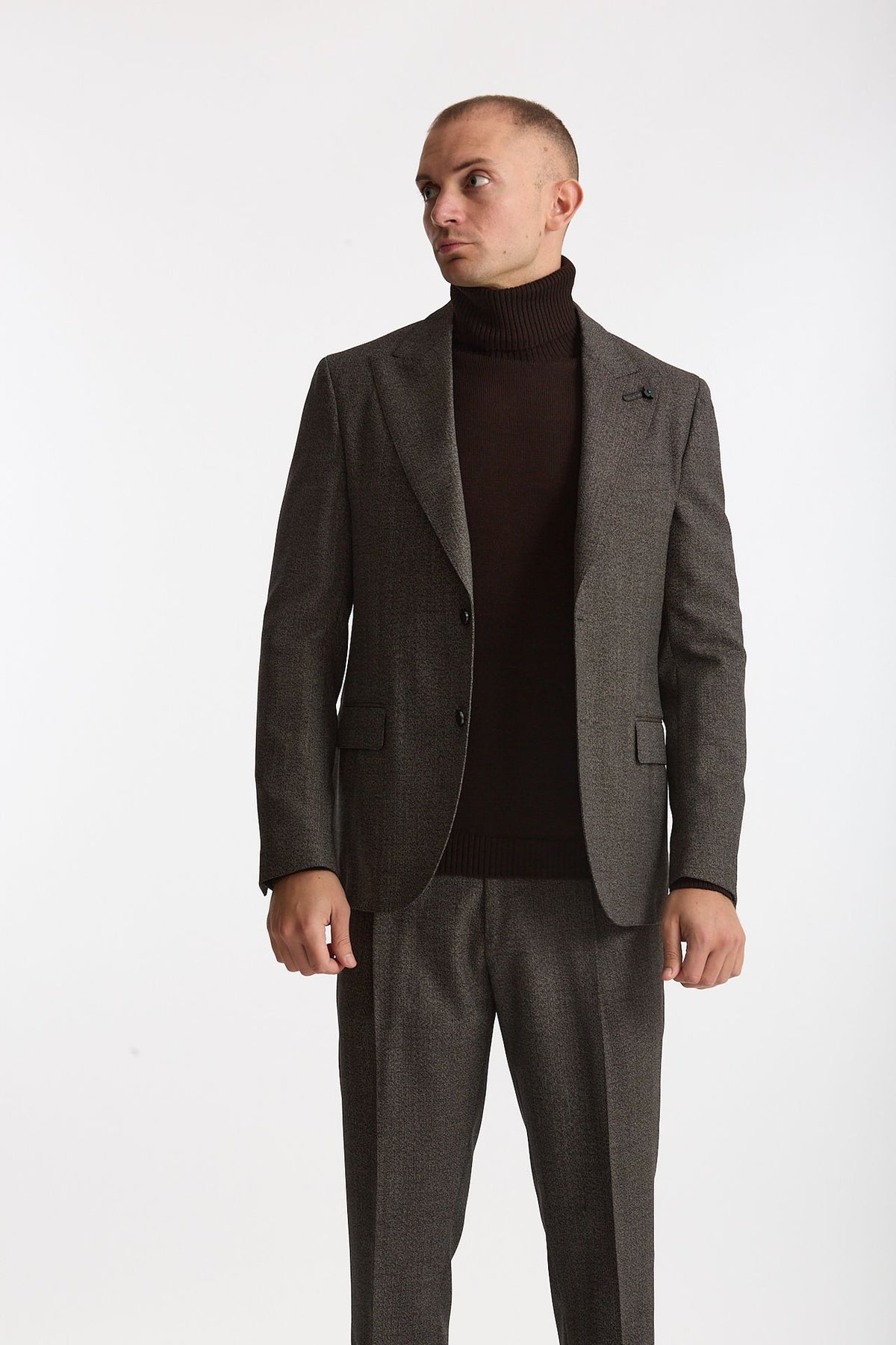 Abito monopetto in lana marrone e grigio uomo Lardini - 2