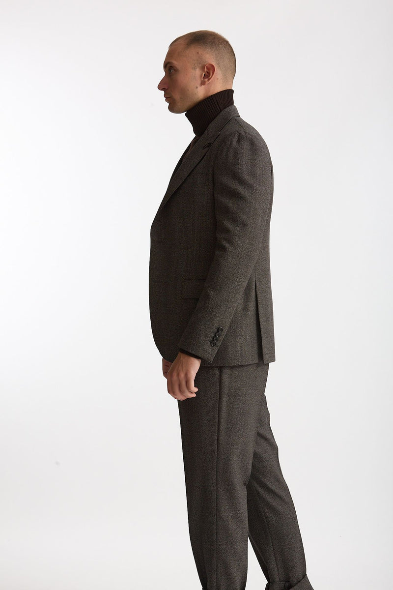 Abito monopetto in lana marrone e grigio uomo Lardini - 3