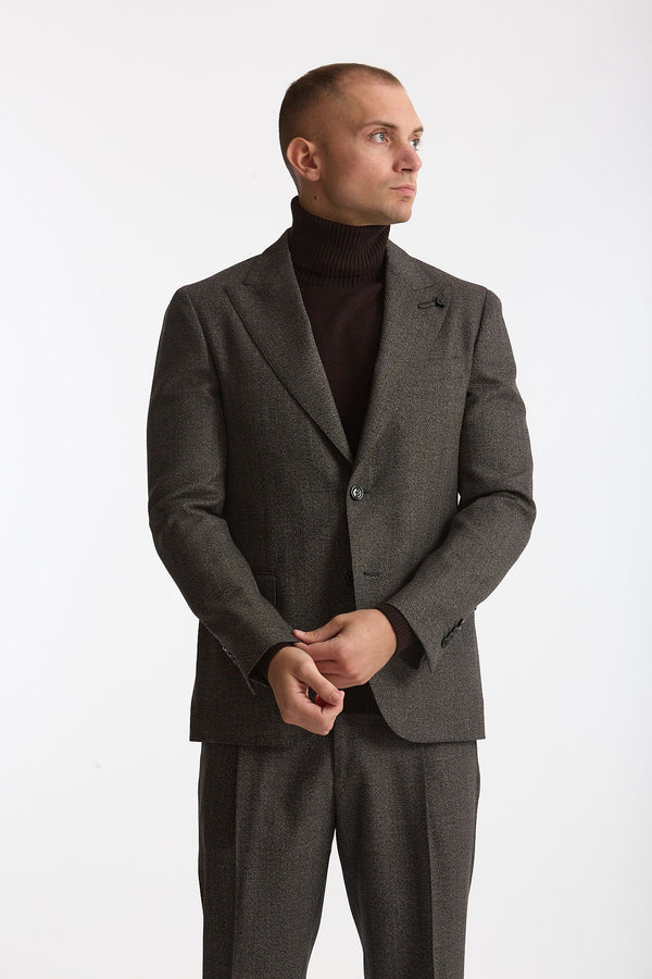 Abito monopetto in lana marrone e grigio uomo Lardini