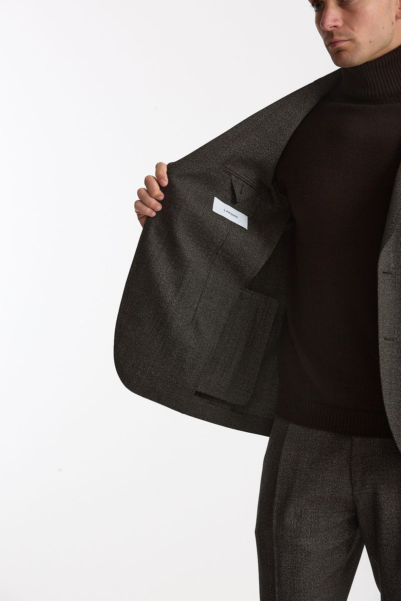 Abito monopetto in lana marrone e grigio uomo Lardini - 6
