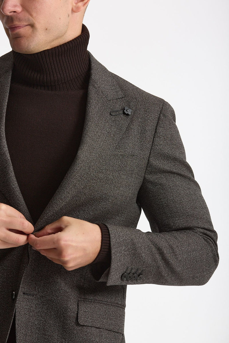 Abito monopetto in lana marrone e grigio uomo Lardini - 7