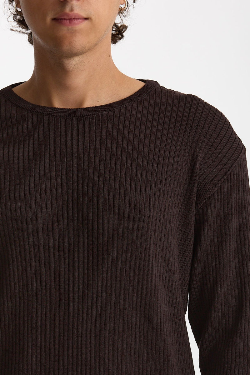 Maglia in lana lavorazione a coste marrone uomo Marsēm - 5