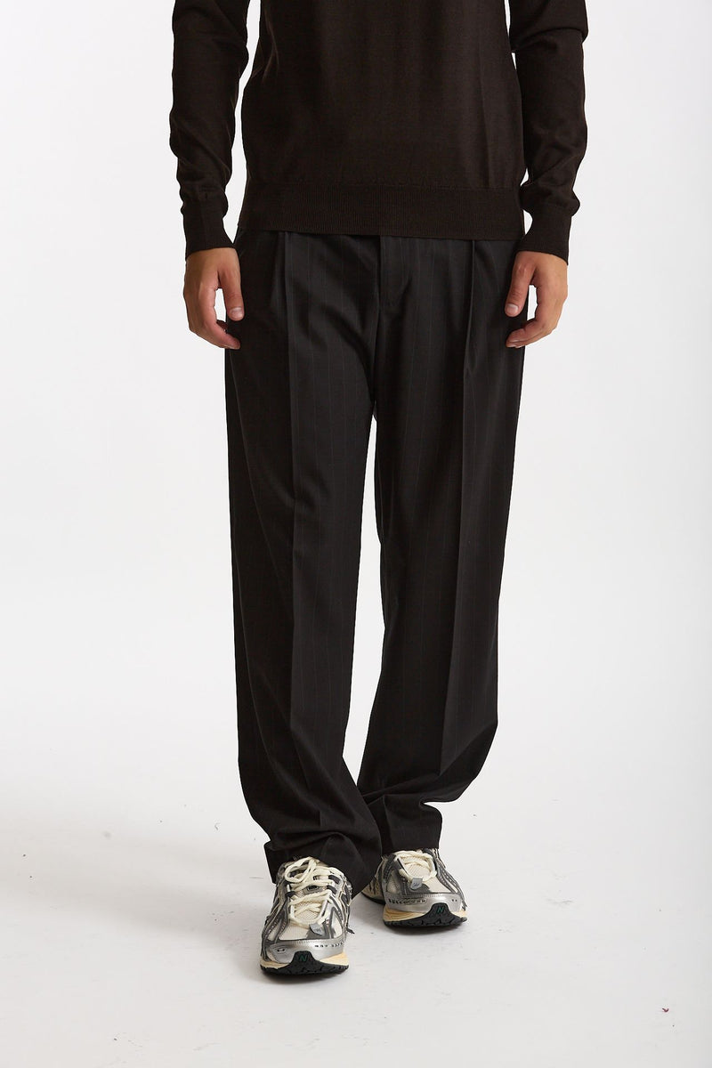 Pantalone gamba ampia gessato nero uomo Marsēm - 1