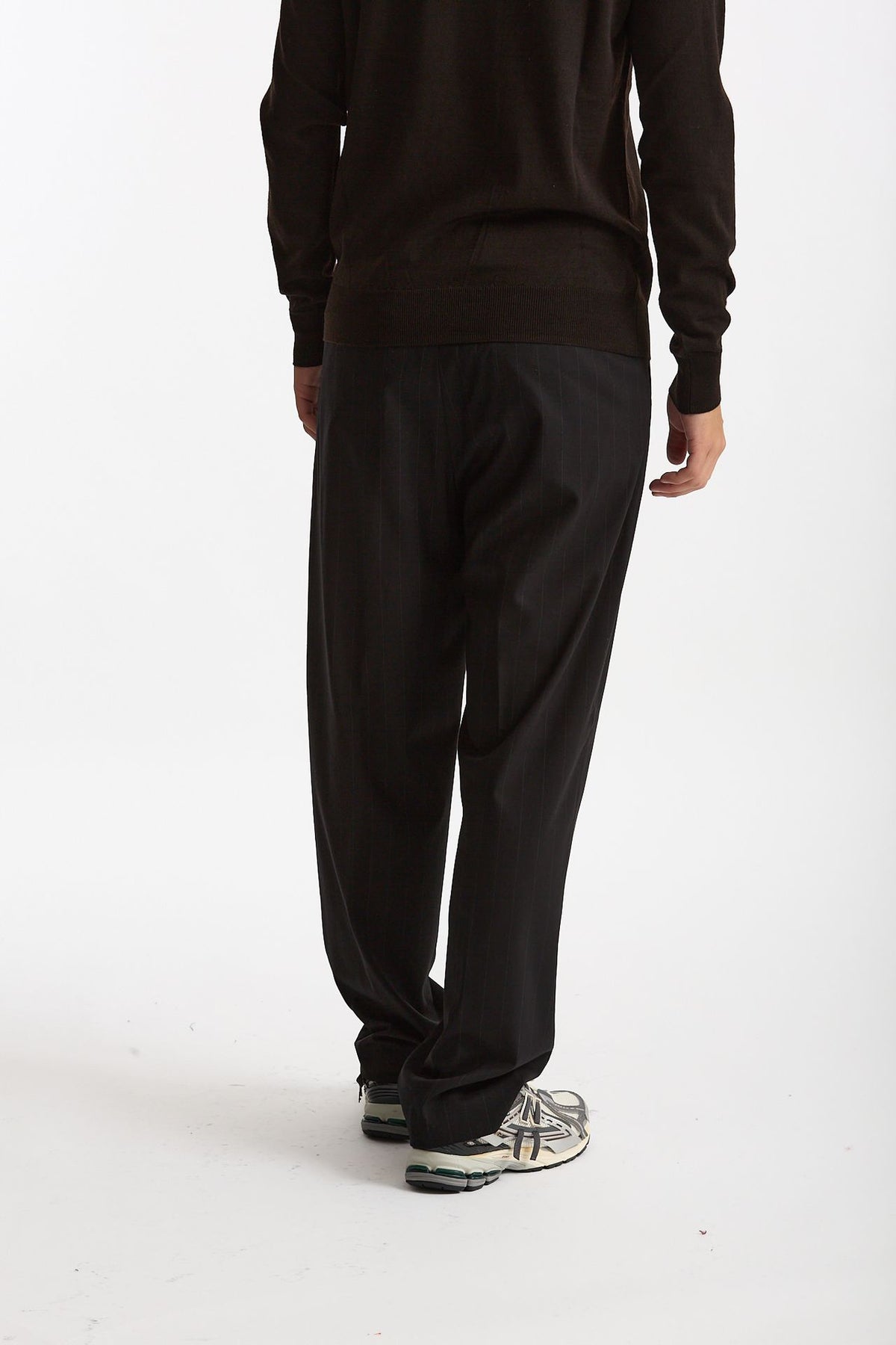 Pantalone gamba ampia gessato nero uomo Marsēm - 3
