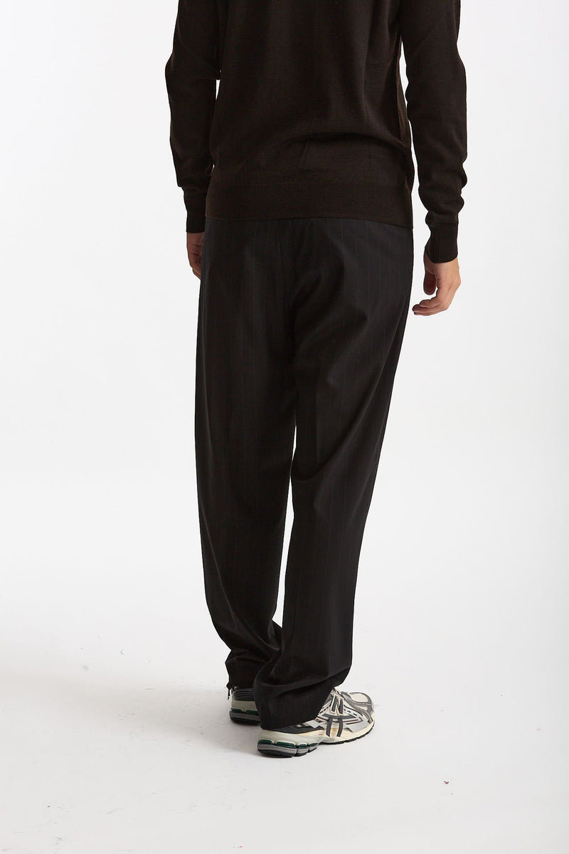 Pantalone gamba ampia gessato nero uomo Marsēm - 3