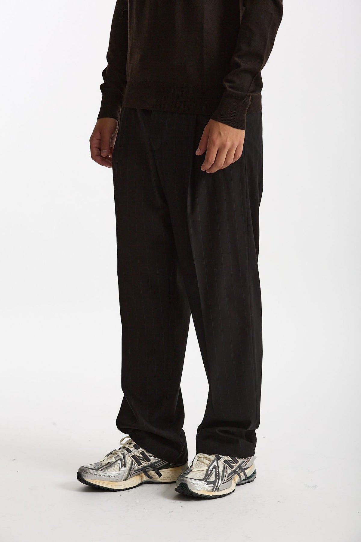 Pantalone gamba ampia gessato nero uomo Marsēm - 4