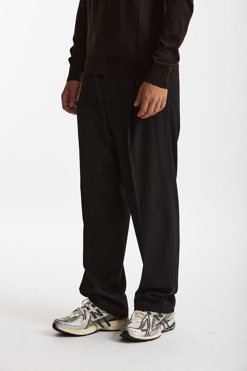 Pantalone gamba ampia gessato nero uomo Marsēm - 4