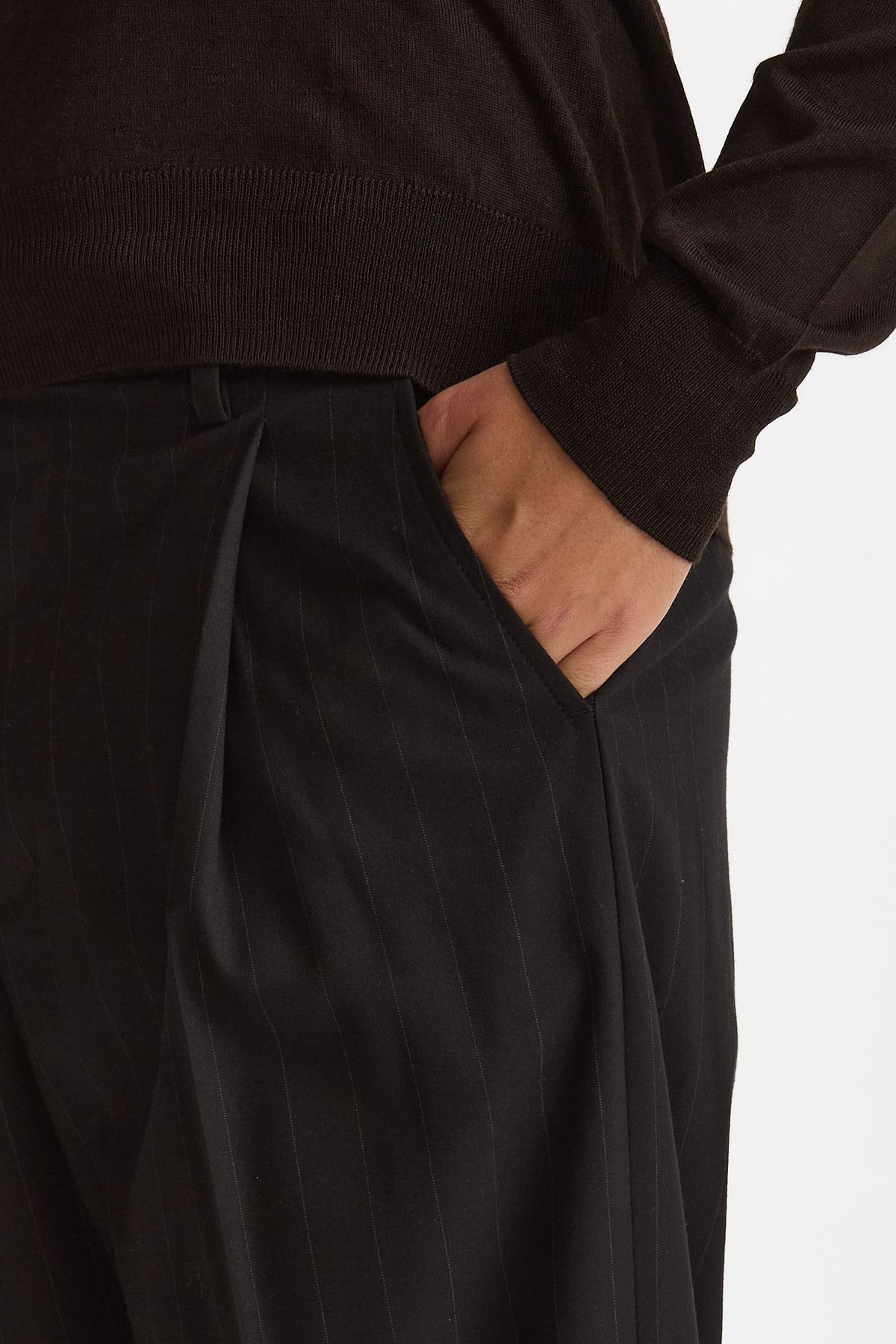 Pantalone gamba ampia gessato nero uomo Marsēm - 5