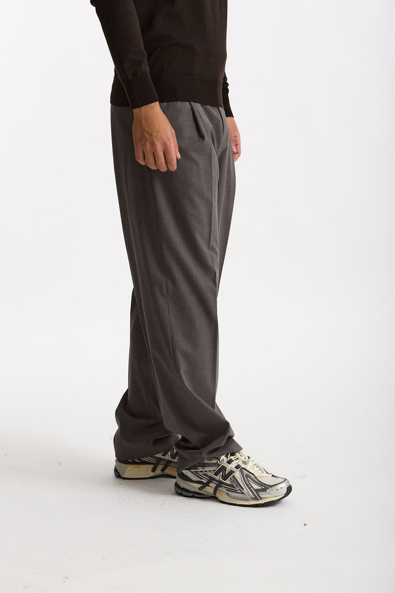Pantalone gamba ampia gessato grigio uomo Marsēm - 3