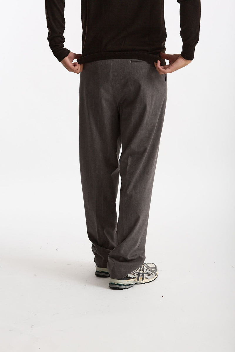 Pantalone gamba ampia gessato grigio uomo Marsēm - 4