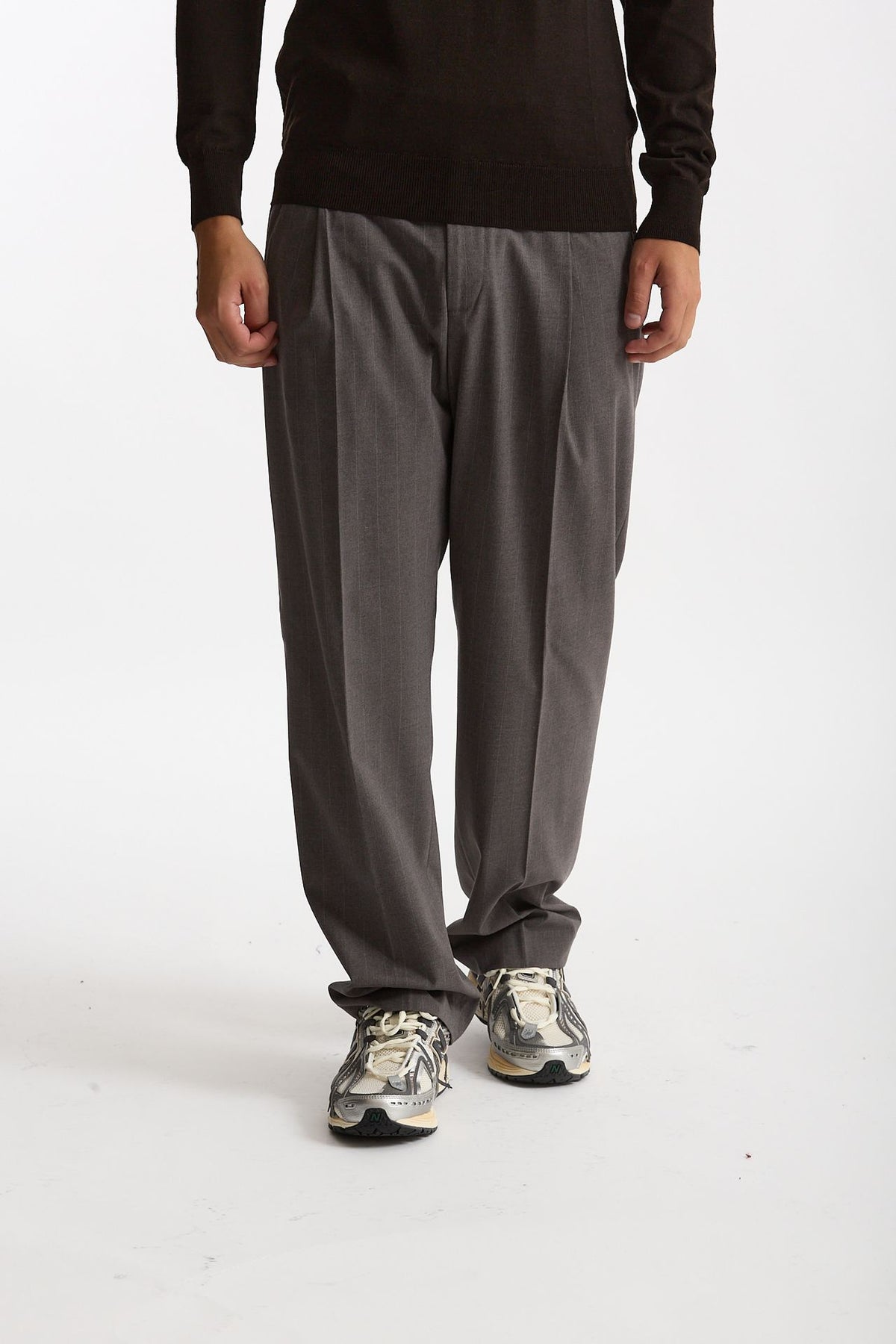 Pantalone gamba ampia gessato grigio uomo Marsēm - 2