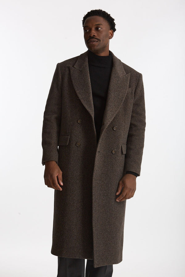 Cappotto doppiopetto spigato marrone uomo Marsēm
