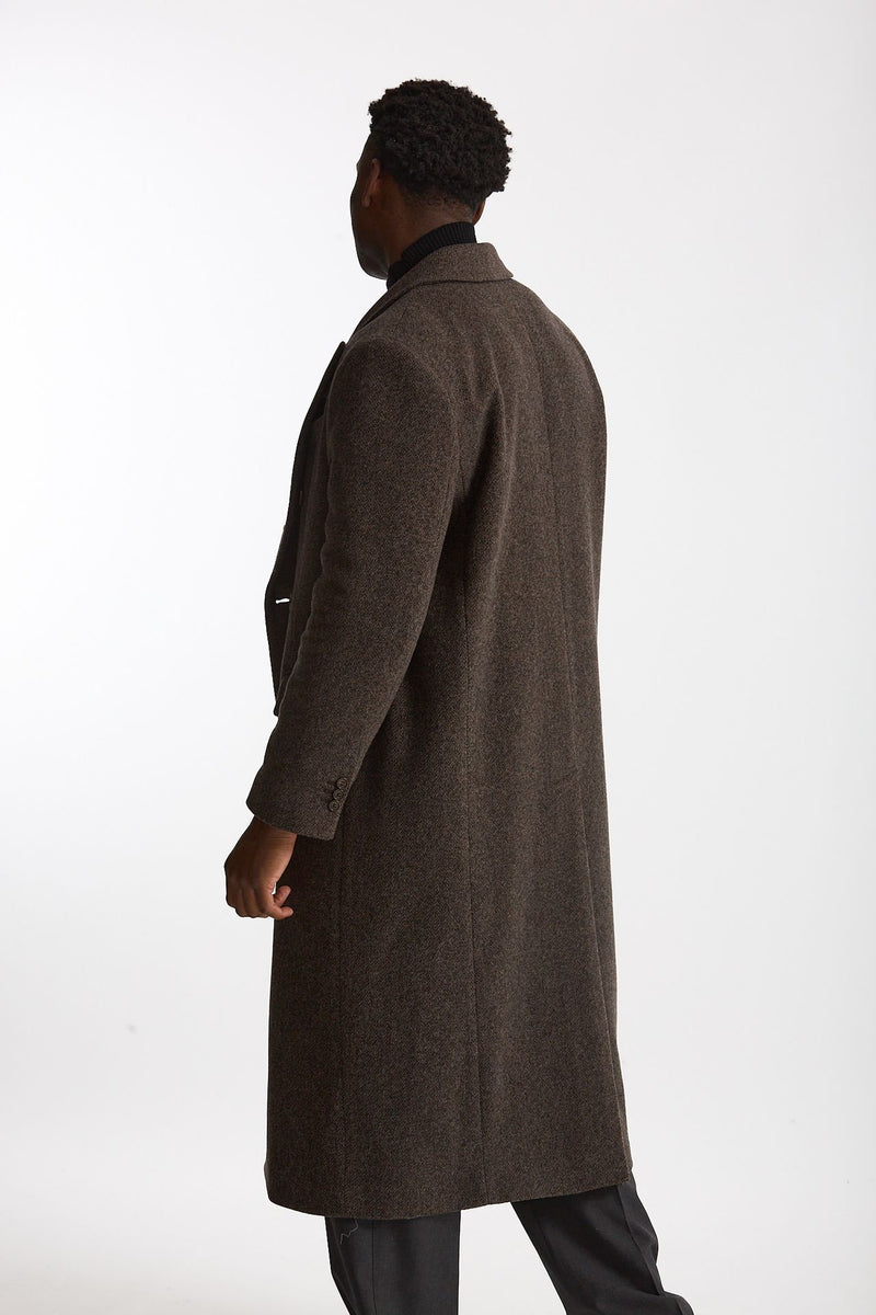 Cappotto doppiopetto spigato marrone uomo Marsēm - 3