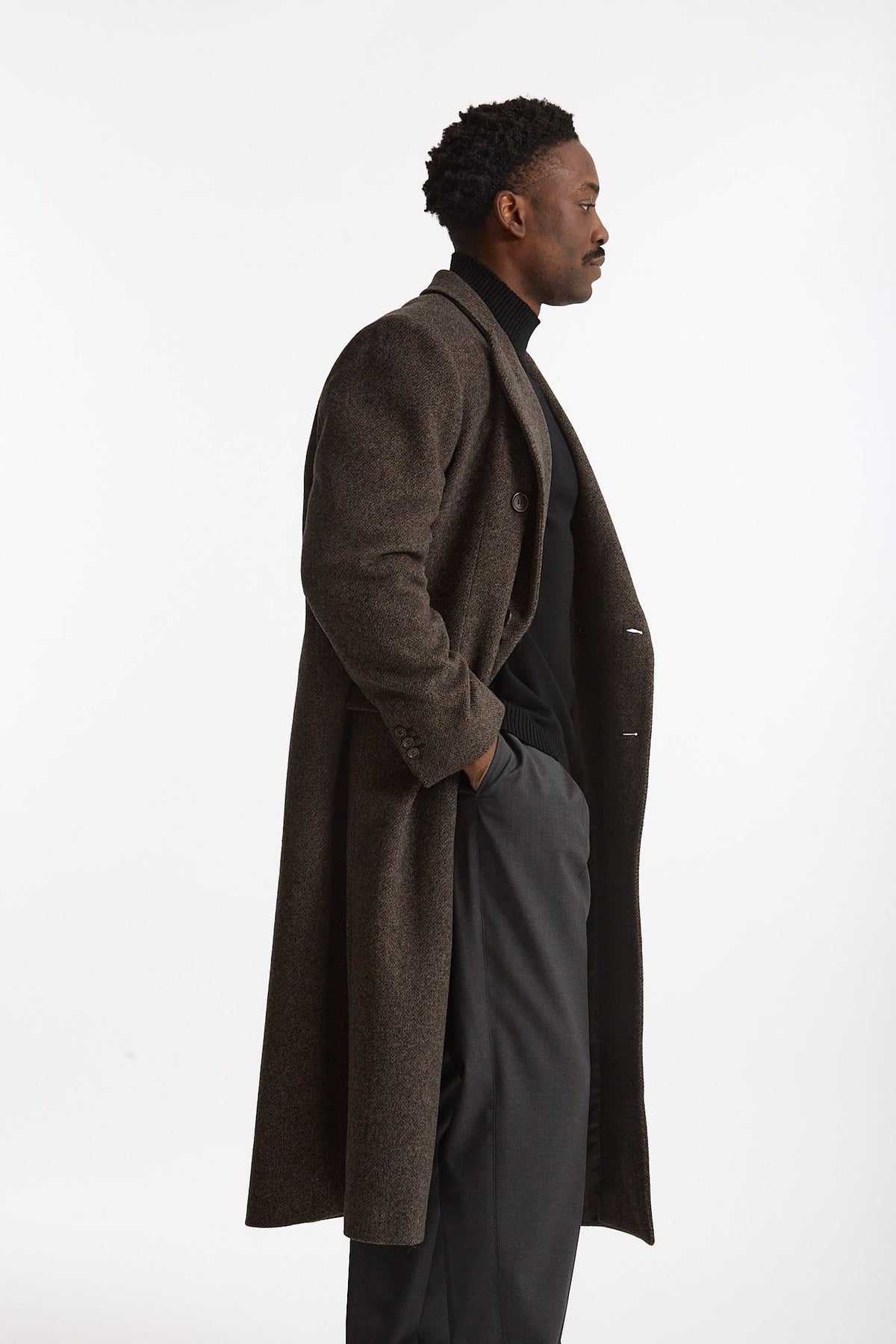 Cappotto doppiopetto spigato marrone uomo Marsēm - 1