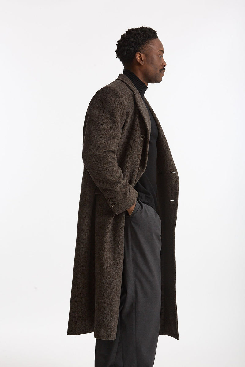 Cappotto doppiopetto spigato marrone uomo Marsēm - 1