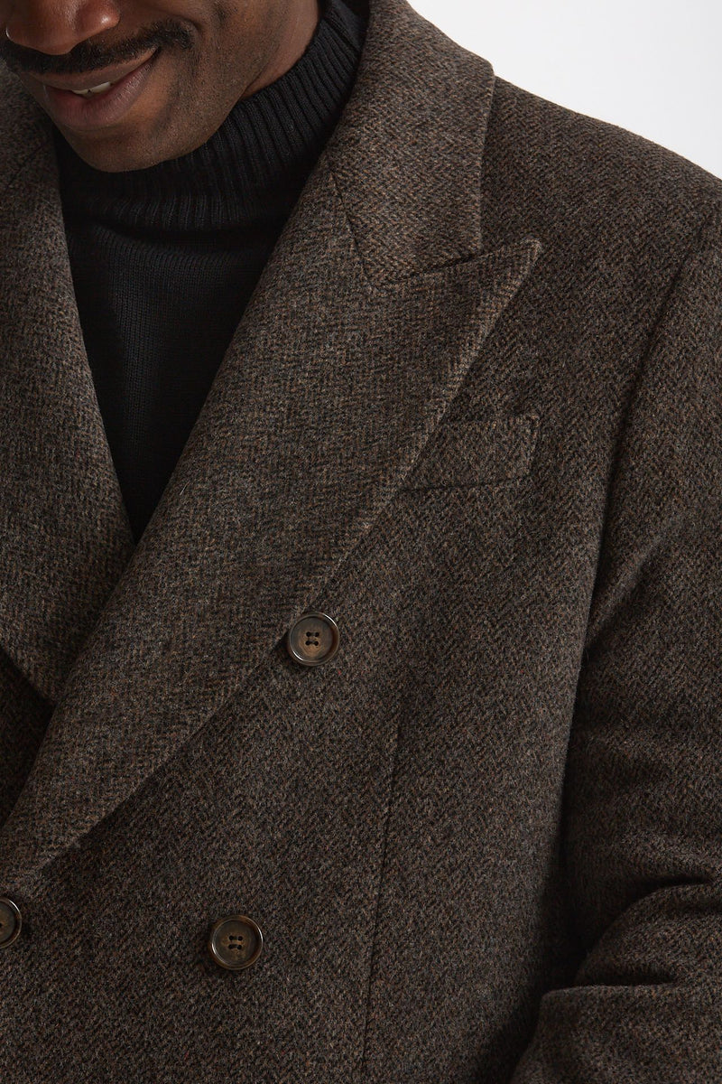 Cappotto doppiopetto spigato marrone uomo Marsēm - 6