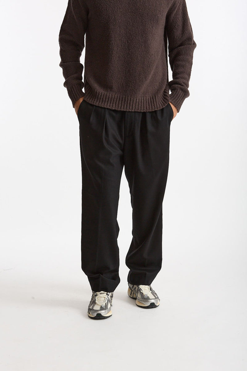 Pantalone KAY BAGGY in lana stretch nero uomo Nine in the morning - 2