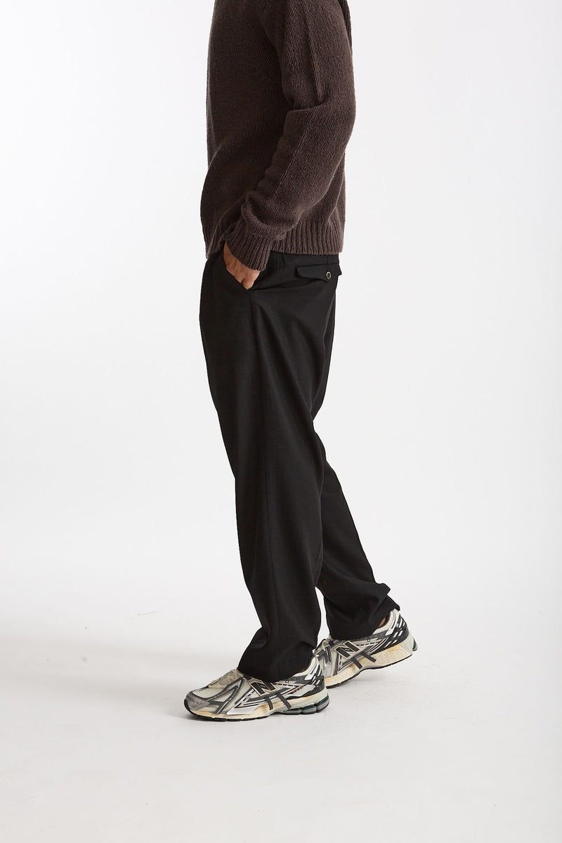 Pantalone KAY BAGGY in lana stretch nero uomo Nine in the morning - 3
