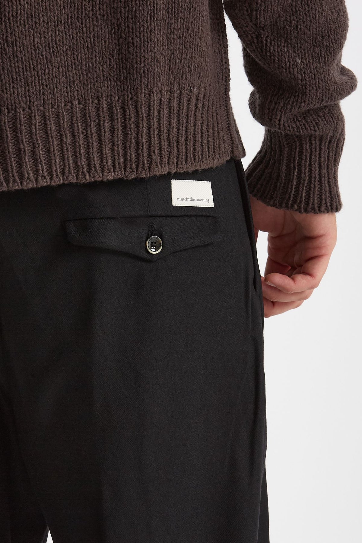 Pantalone KAY BAGGY in lana stretch nero uomo Nine in the morning - 7