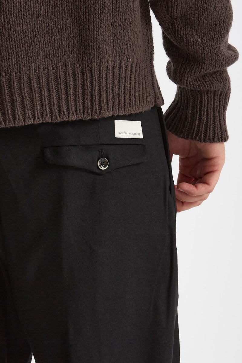 Pantalone KAY BAGGY in lana stretch nero uomo Nine in the morning - 7