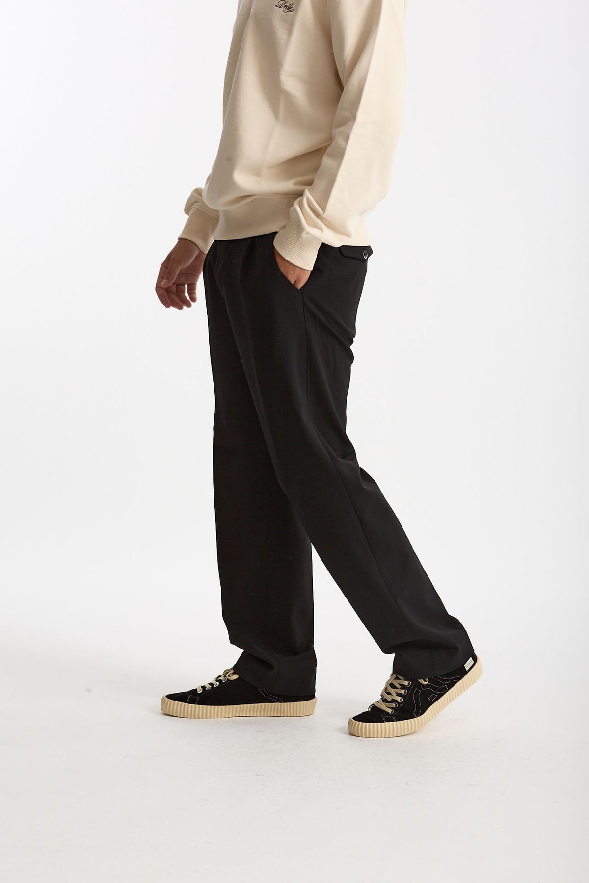 Pantalone FOLD 2 in lana stretch nero uomo Nine in the morning - 4