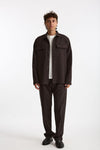 Overshirt lana e poliestere stretch marrone uomo Nine in the morning - 7