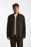 Overshirt lana e poliestere stretch marrone uomo Nine in the morning - 2
