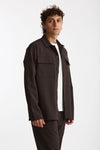 Overshirt lana e poliestere stretch marrone uomo Nine in the morning - 3