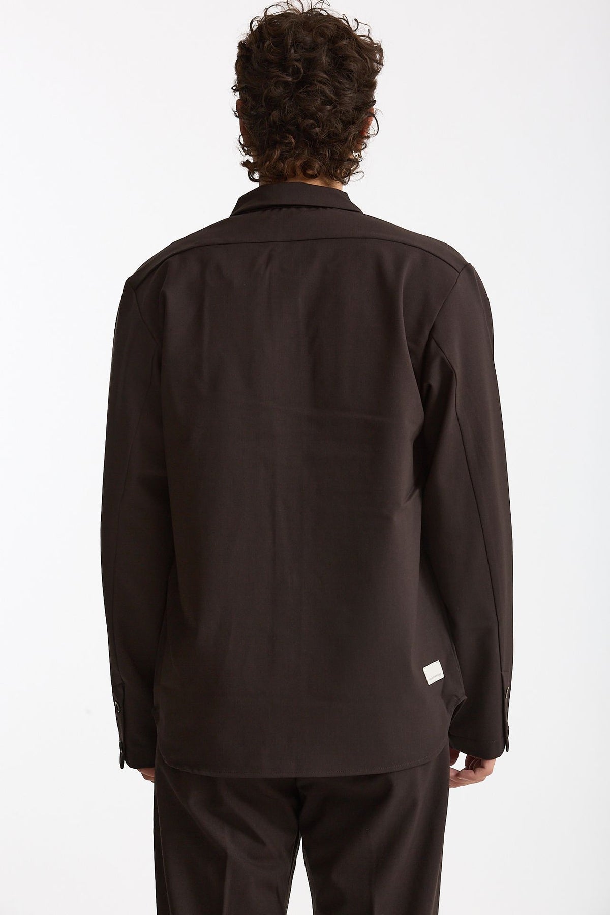 Overshirt lana e poliestere stretch marrone uomo Nine in the morning - 4