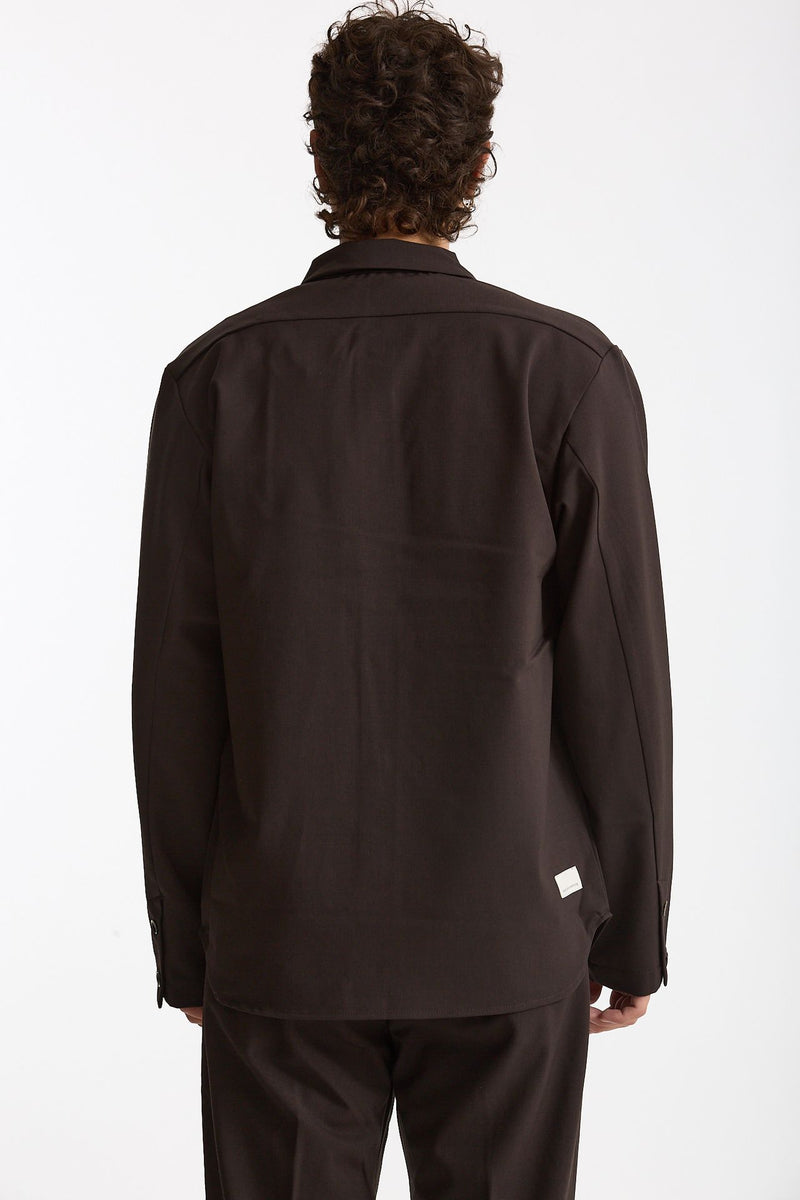 Overshirt lana e poliestere stretch marrone uomo Nine in the morning - 4