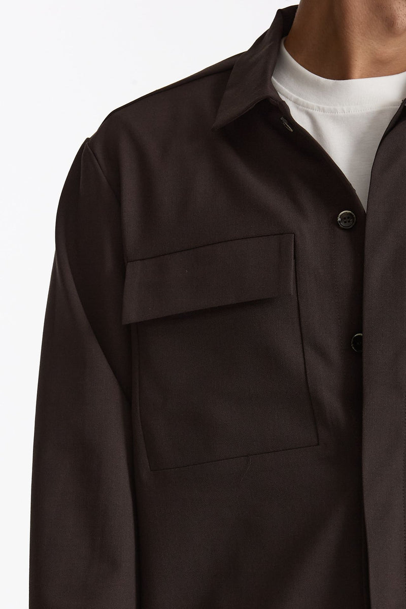 Overshirt lana e poliestere stretch marrone uomo Nine in the morning - 8
