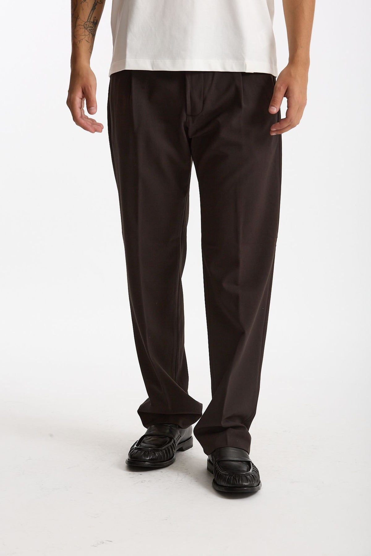 Pantalone FOLD 2 in lana stretch marrone uomo Nine in the morning - 1