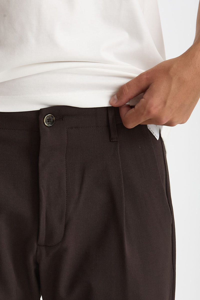 Pantalone FOLD 2 in lana stretch marrone uomo Nine in the morning - 6