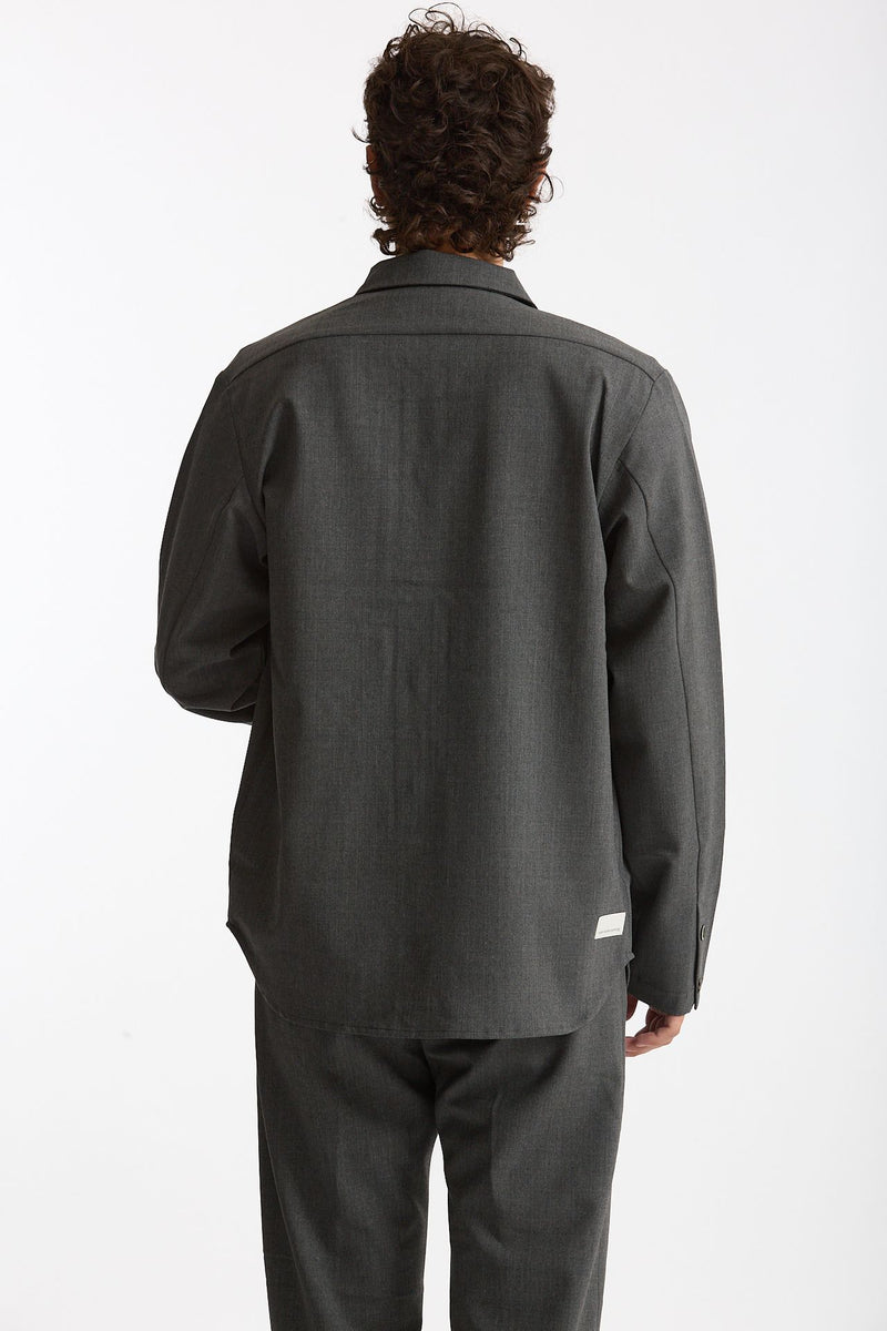 Overshirt lana e poliestere stretch grigio uomo Nine in the morning - 4