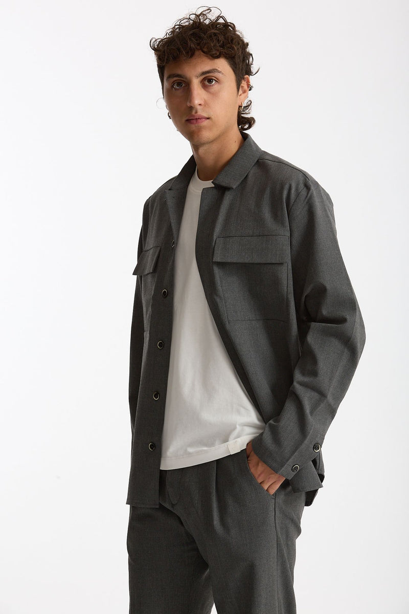Overshirt lana e poliestere stretch grigio uomo Nine in the morning - 5