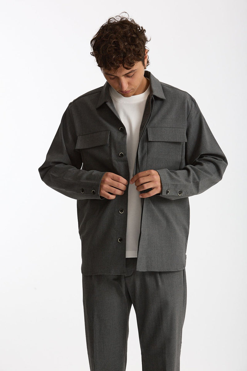 Overshirt lana e poliestere stretch grigio uomo Nine in the morning - 6