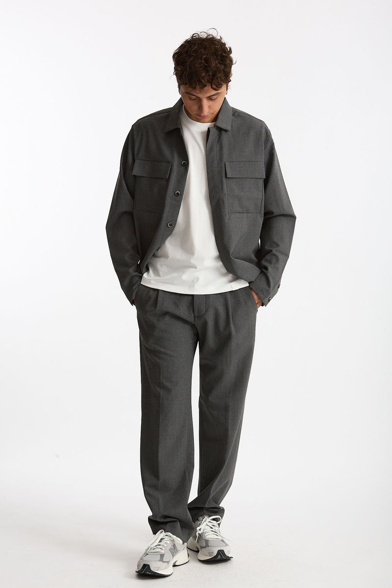 Overshirt lana e poliestere stretch grigio uomo Nine in the morning - 1