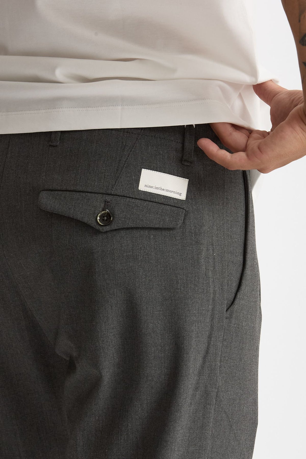 Pantalone FOLD 2 in lana stretch grigio uomo Nine in the morning - 7