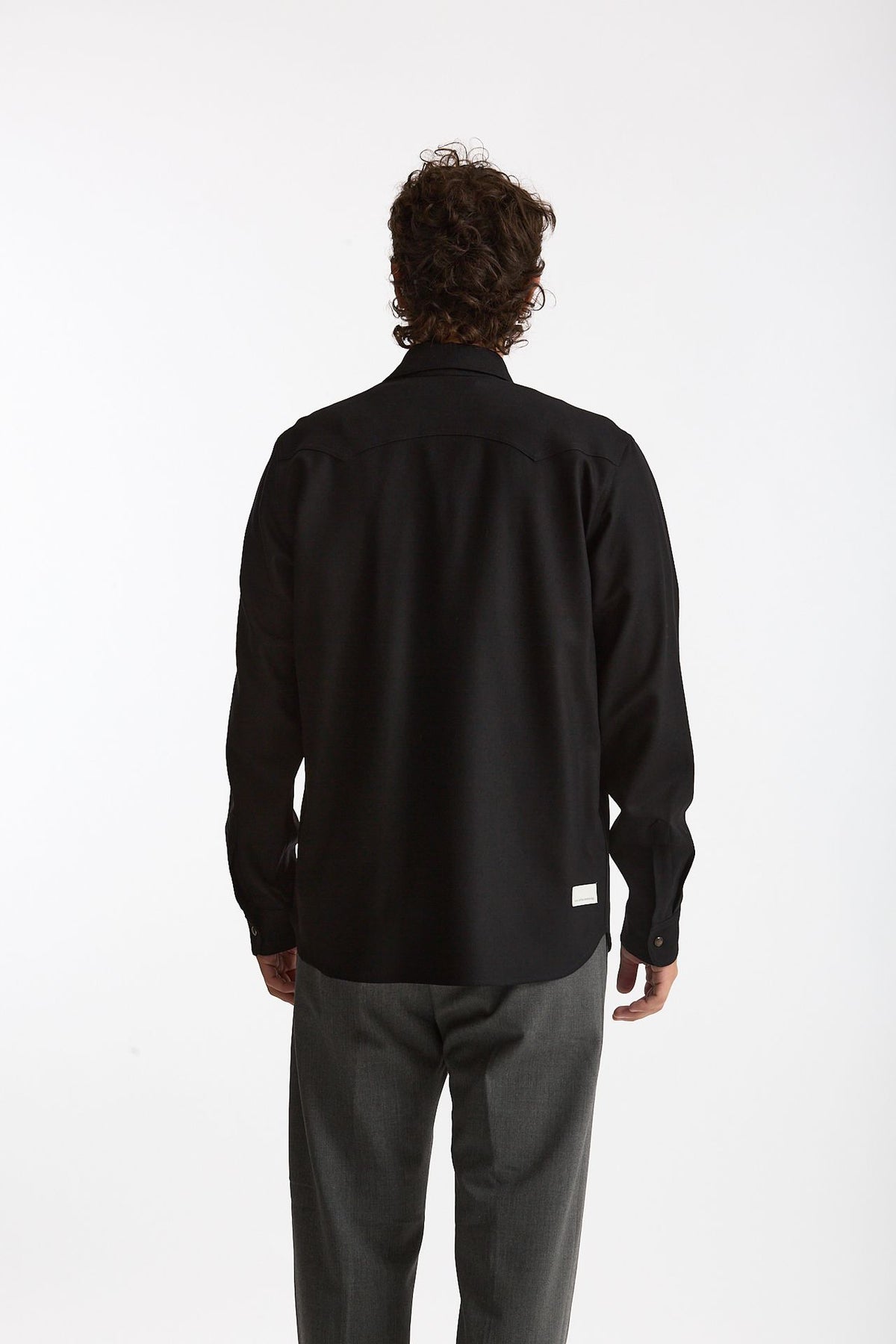 Camicia texana lana e poliestere stretch nero uomo Nine in the morning - 3