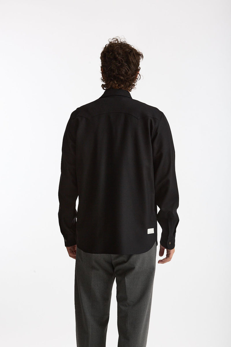 Camicia texana lana e poliestere stretch nero uomo Nine in the morning - 3