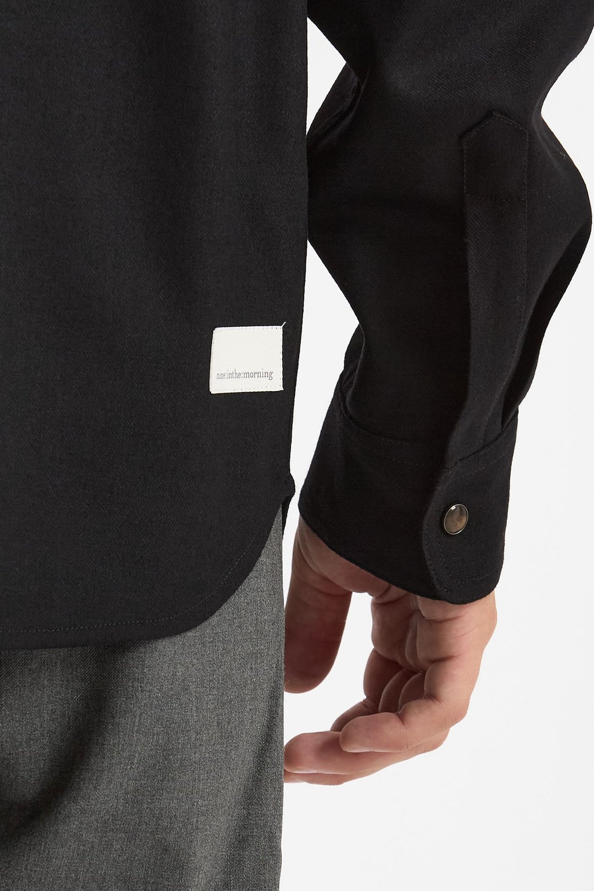 Camicia texana lana e poliestere stretch nero uomo Nine in the morning - 7