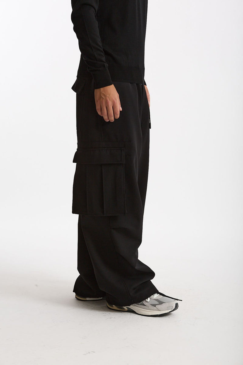 Pantalone cargo LUCIEN CARGO in Lana nero uomo Nine in the morning - 1