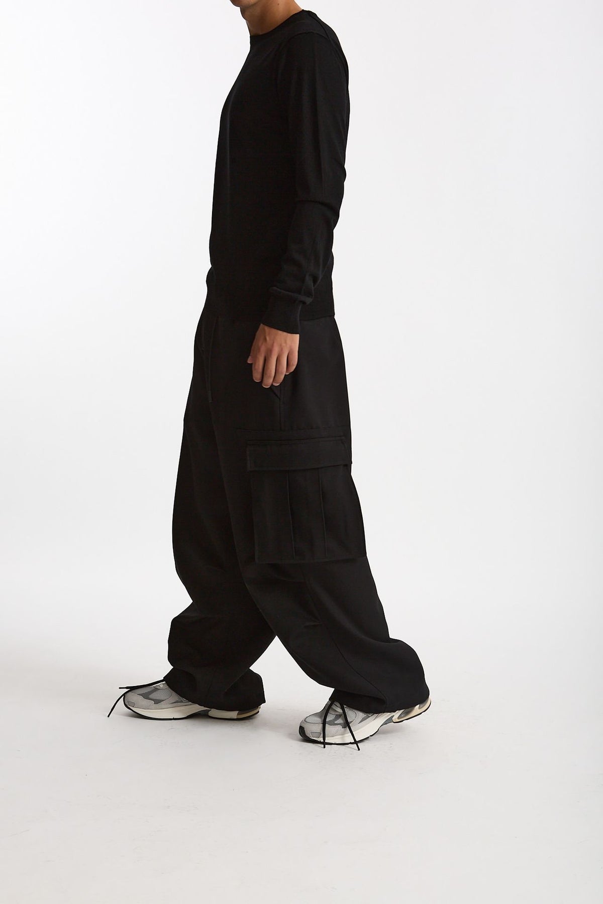 Pantalone cargo LUCIEN CARGO in Lana nero uomo Nine in the morning - 4