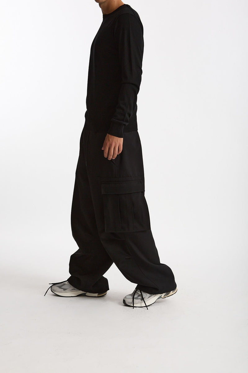 Pantalone cargo LUCIEN CARGO in Lana nero uomo Nine in the morning - 4