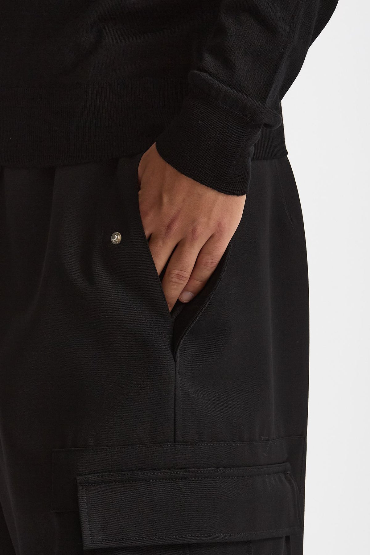 Pantalone cargo LUCIEN CARGO in Lana nero uomo Nine in the morning - 5